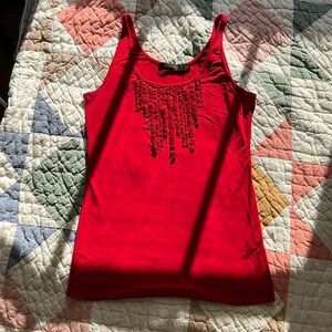 vintage y2k cherry ❤️🍒red tank top The Limited ruffle detail - valentines outfit